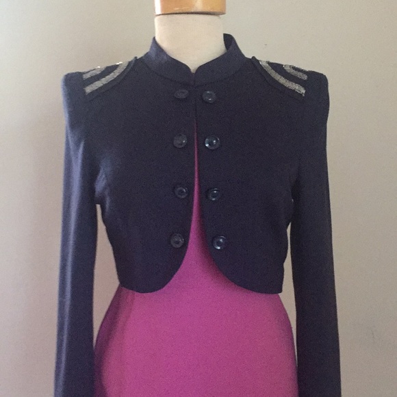 Jackets & Blazers - Navy cropped Military jacket & metal shoulder